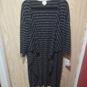 LuLaRoe Black and Gray Striped Shirley